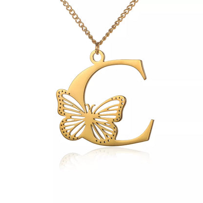 18-carat gold-plated butterfly liberty initials necklace