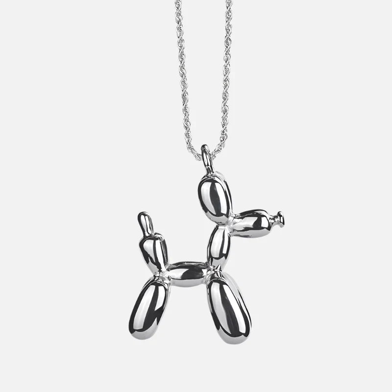 Gold Tone Dog Balloon Pendant Necklace