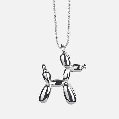 Gold Tone Dog Balloon Pendant Necklace