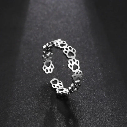 Adjustable Paw Print Ring – Stainless Steel