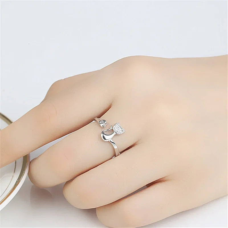 Cute Open Cat Ring – Cubic Zirconia