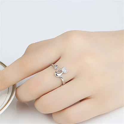 Cute Open Cat Ring – Cubic Zirconia
