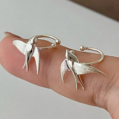 Magnificent Swallow Clip Earrings Silver