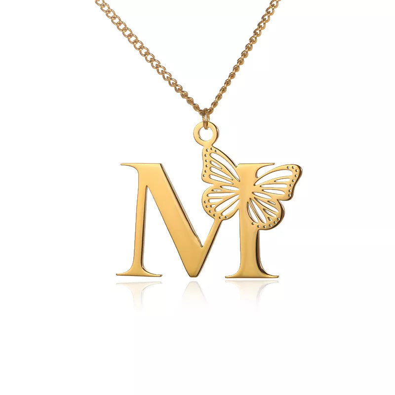 18-carat gold-plated butterfly liberty initials necklace