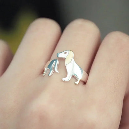 Dachshund 925 Sterling Silver Ring – Adjustable Size