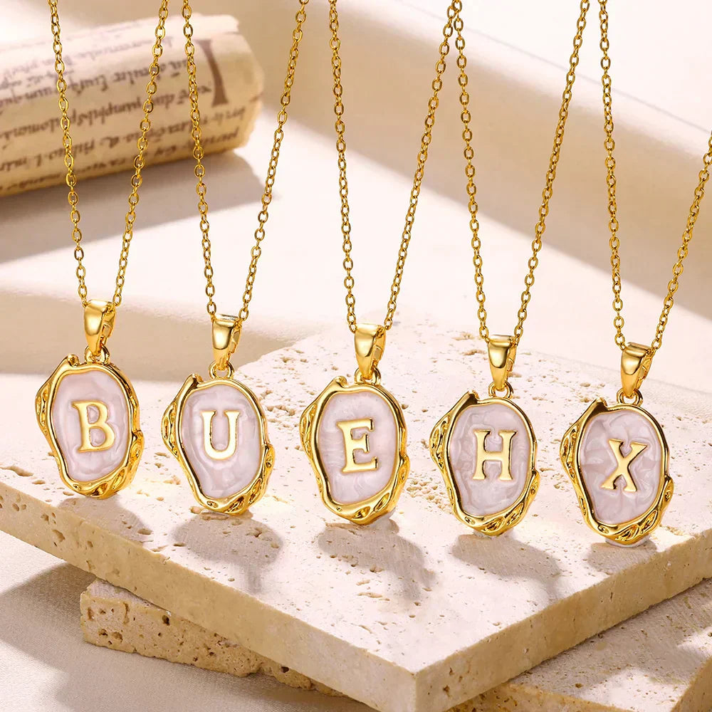 18-carat gold-plated ocean necklace with seabed initials