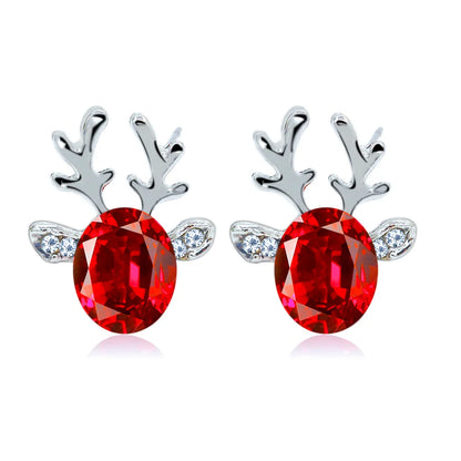 Crystal Reindeer Holiday Earrings
