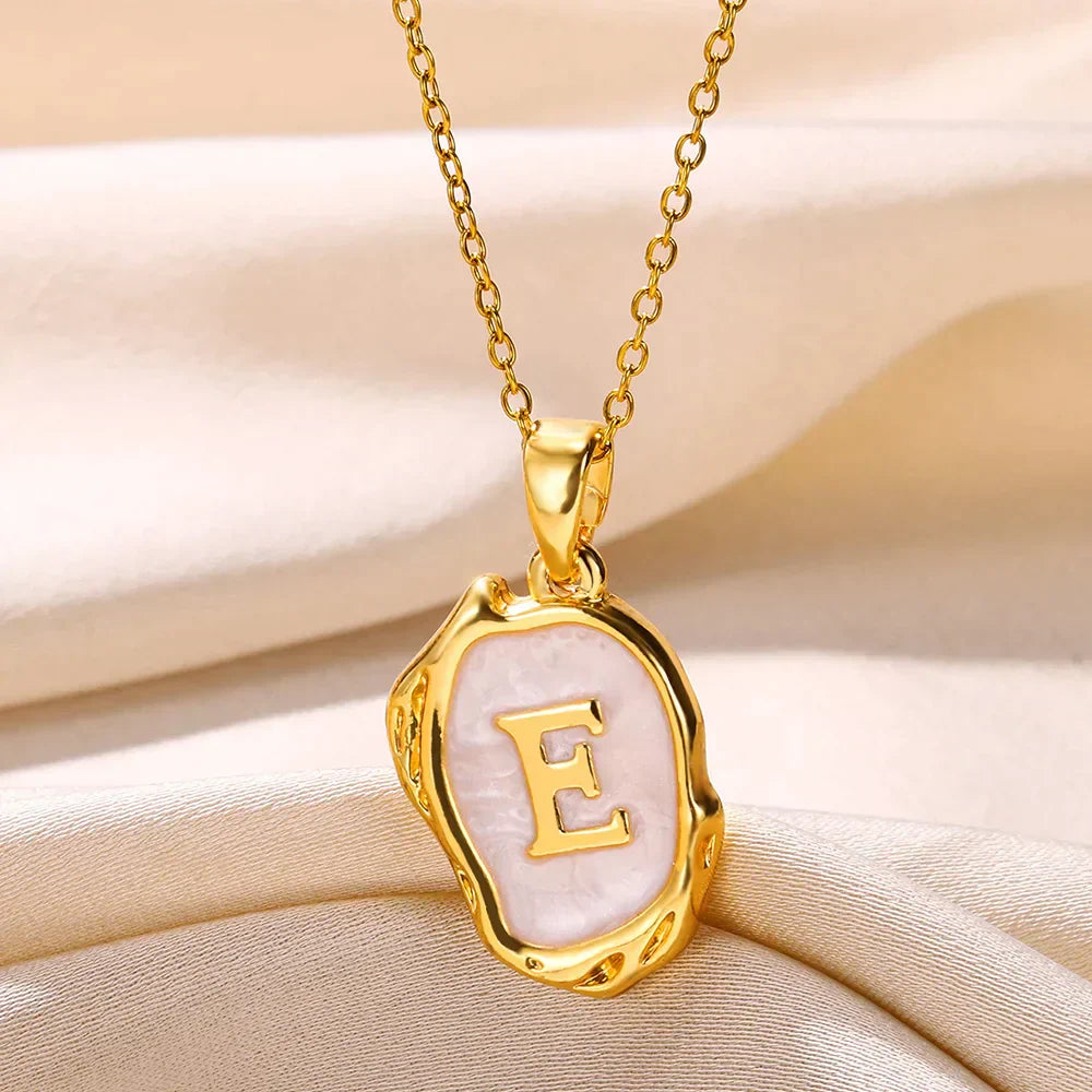 18-carat gold-plated ocean necklace with seabed initials