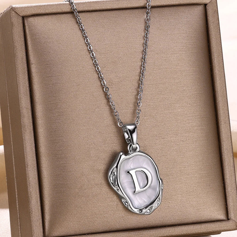 18-carat gold-plated ocean necklace with seabed initials