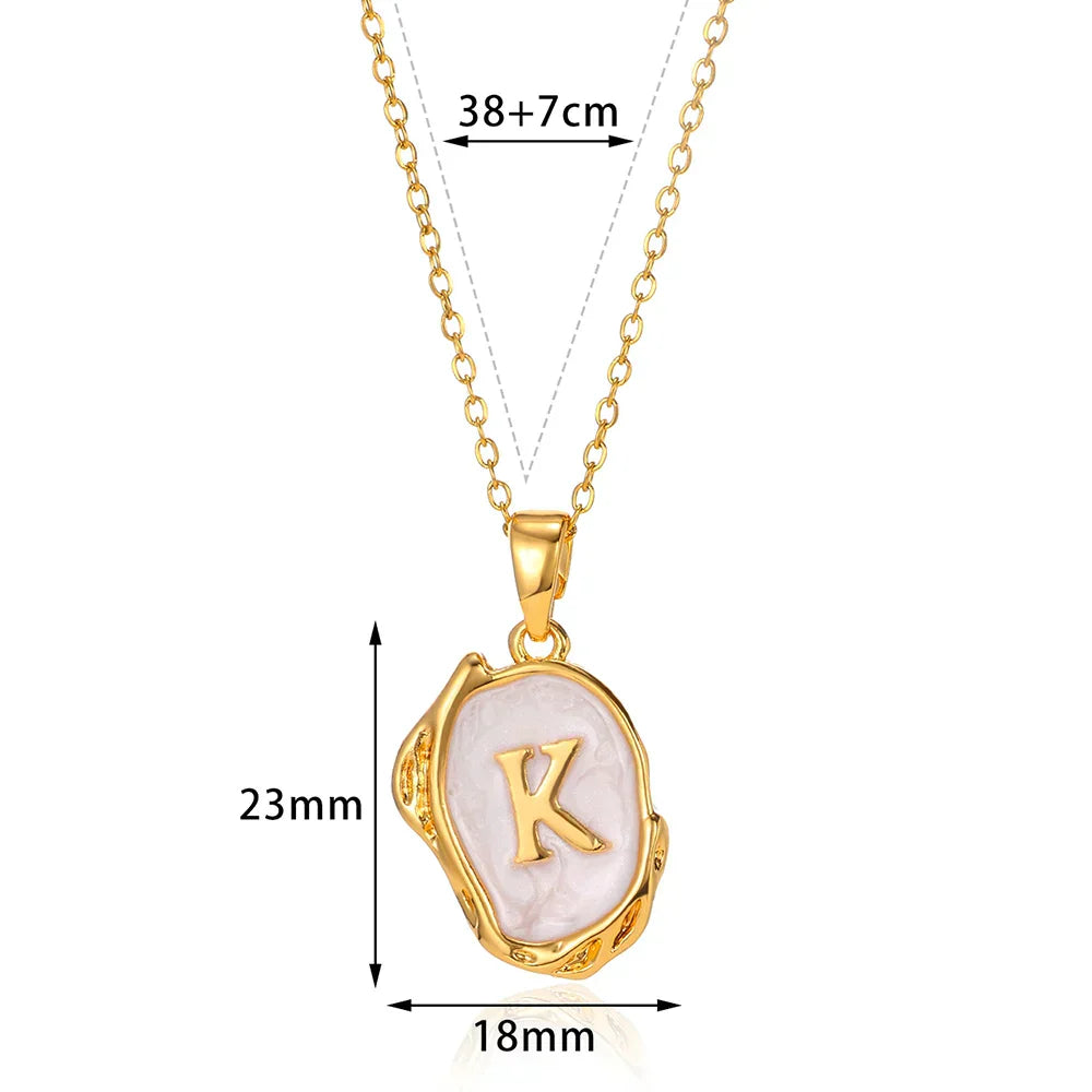 18-carat gold-plated ocean necklace with seabed initials