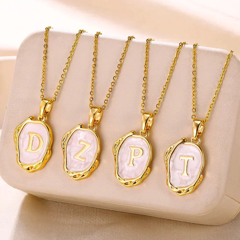 18-carat gold-plated ocean necklace with seabed initials