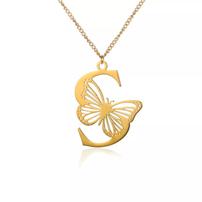 18-carat gold-plated butterfly liberty initials necklace