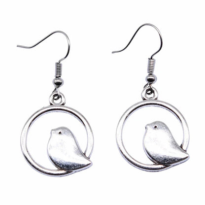 Vintage Bird Charm Tomettes Earrings – Handmade Boho Jewelry