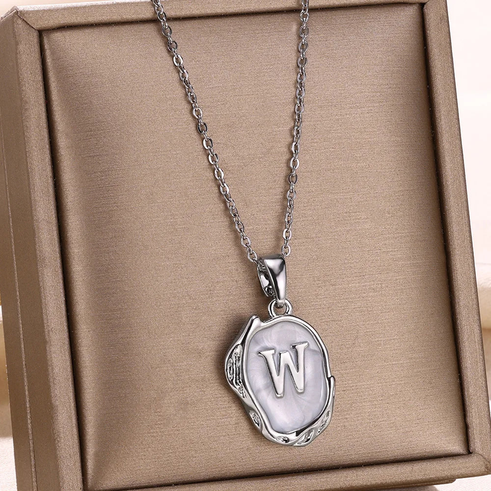 18-carat gold-plated ocean necklace with seabed initials