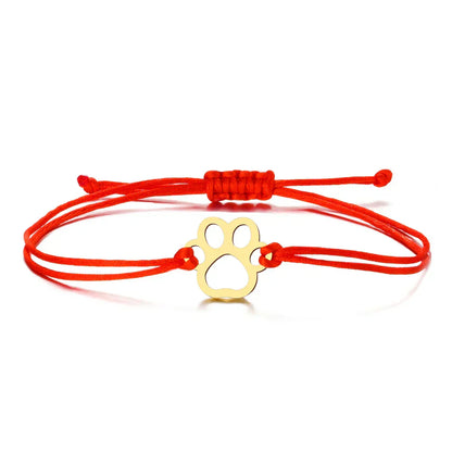 Cord Paw Print Bracelet – Adjustable Black and Red Design