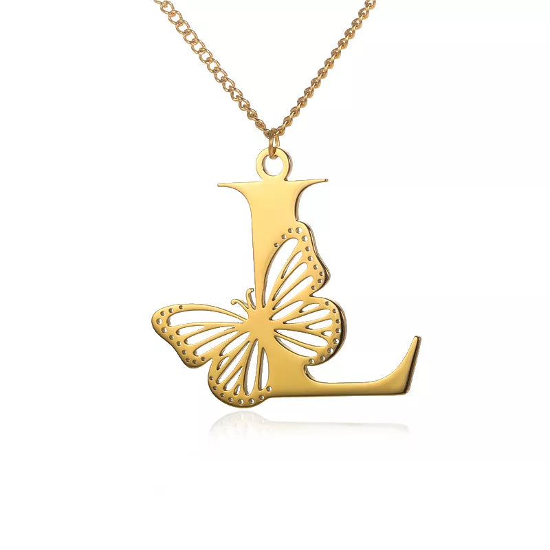 18-carat gold-plated butterfly liberty initials necklace
