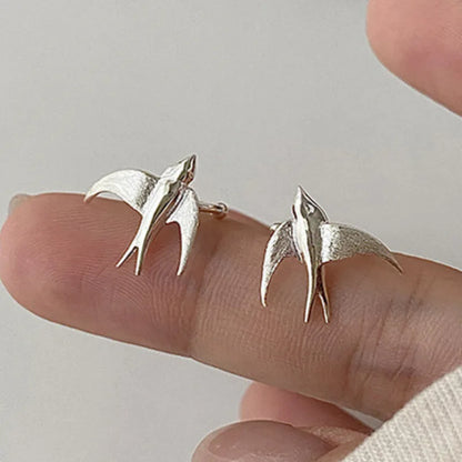 Magnificent Swallow Clip Earrings Silver