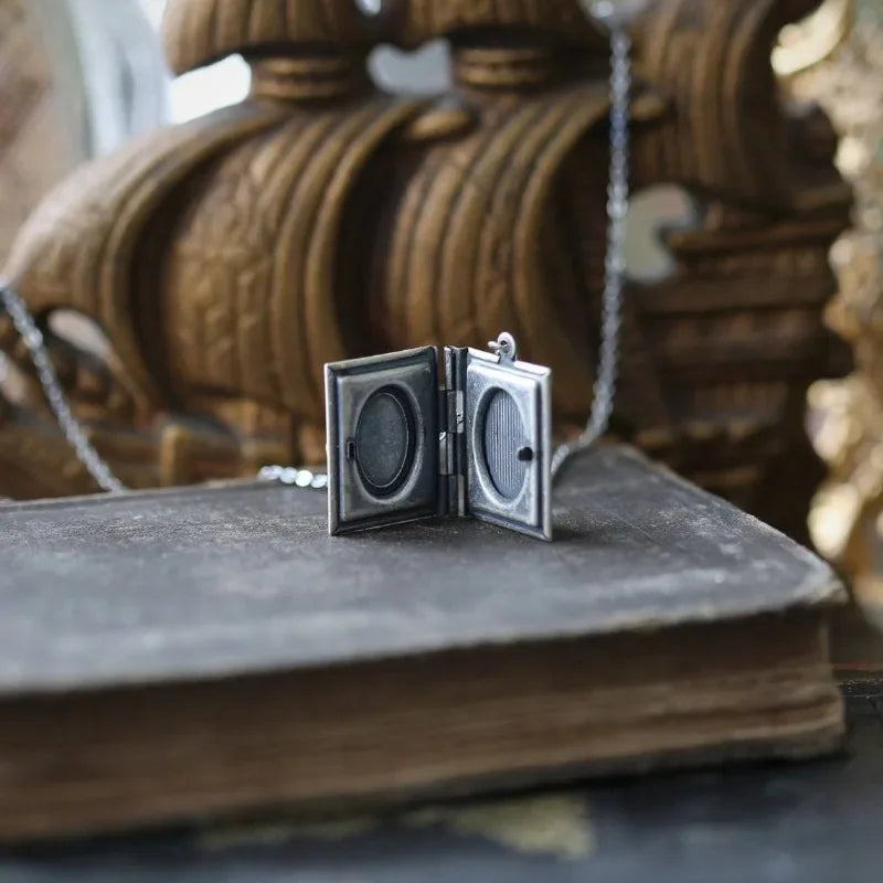 Vintage Cat Book Pendant Necklace – Turning Page Design