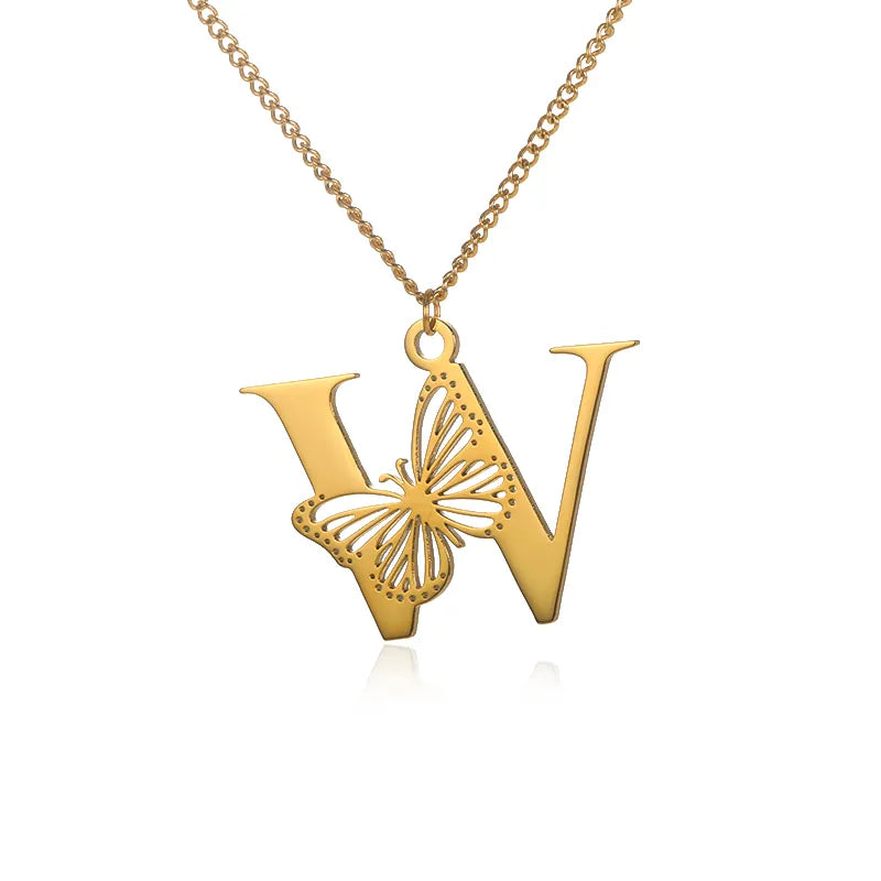 18-carat gold-plated butterfly liberty initials necklace