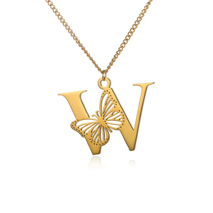 18-carat gold-plated butterfly liberty initials necklace
