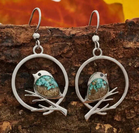 Vintage Bird on Branch Earrings – Symbol of Freedom and Serenity