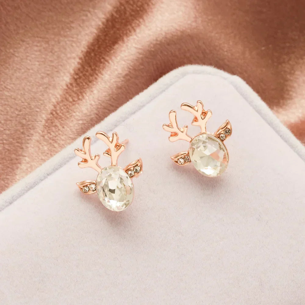 Crystal Reindeer Holiday Earrings