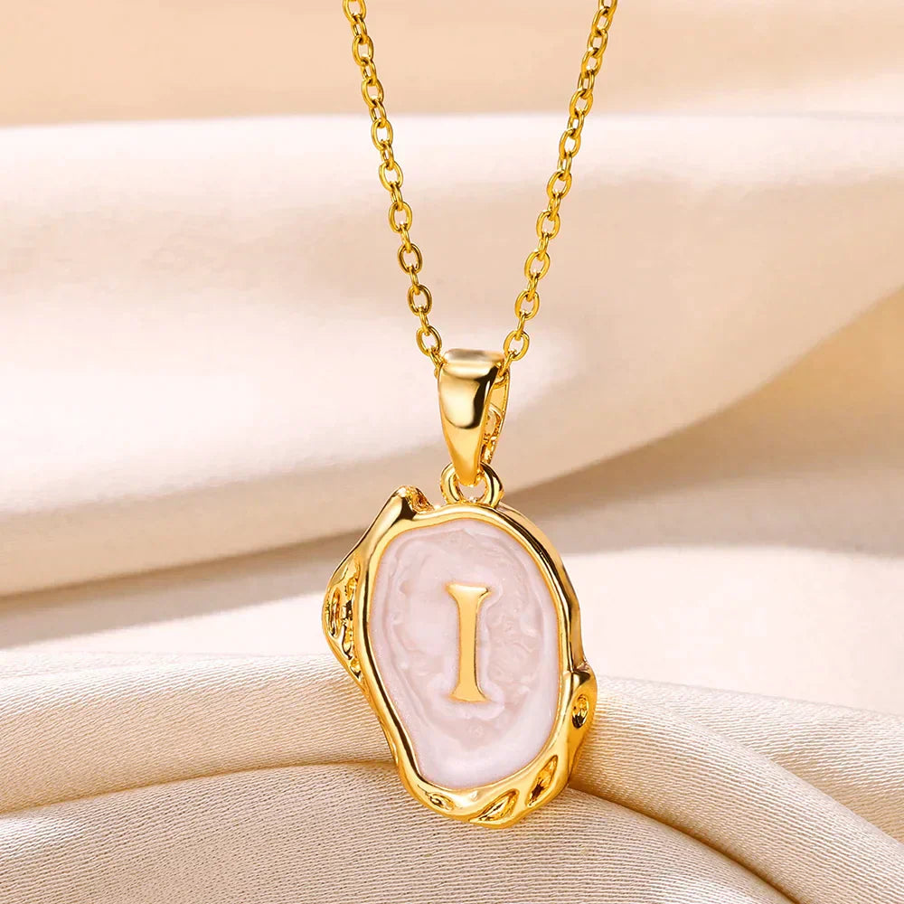 18-carat gold-plated ocean necklace with seabed initials