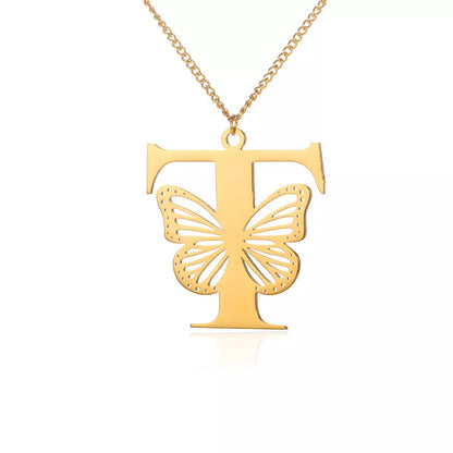 18-carat gold-plated butterfly liberty initials necklace