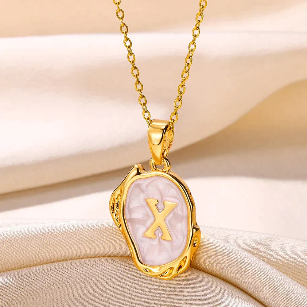 18-carat gold-plated ocean necklace with seabed initials