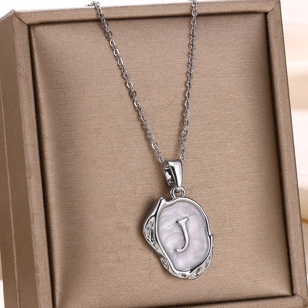 18-carat gold-plated ocean necklace with seabed initials