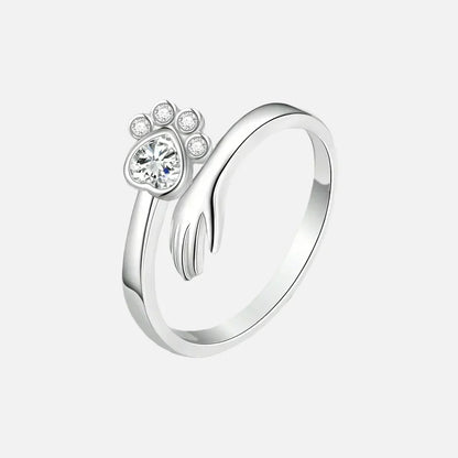 Adjustable Sterling Silver 925 Ring – Hand and Paw Print Design