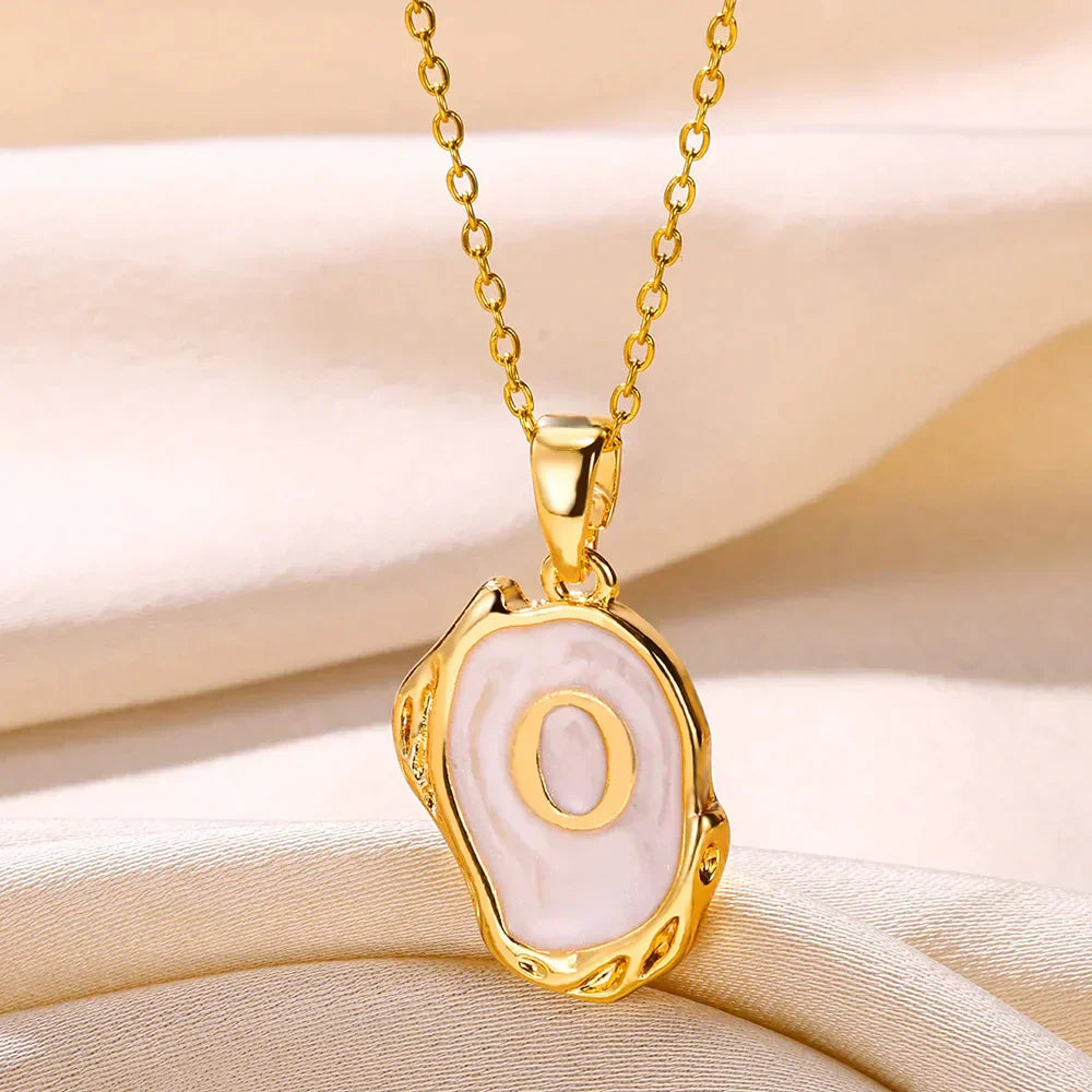18-carat gold-plated ocean necklace with seabed initials