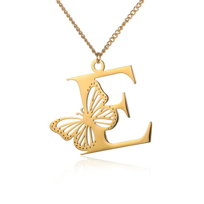 18-carat gold-plated butterfly liberty initials necklace