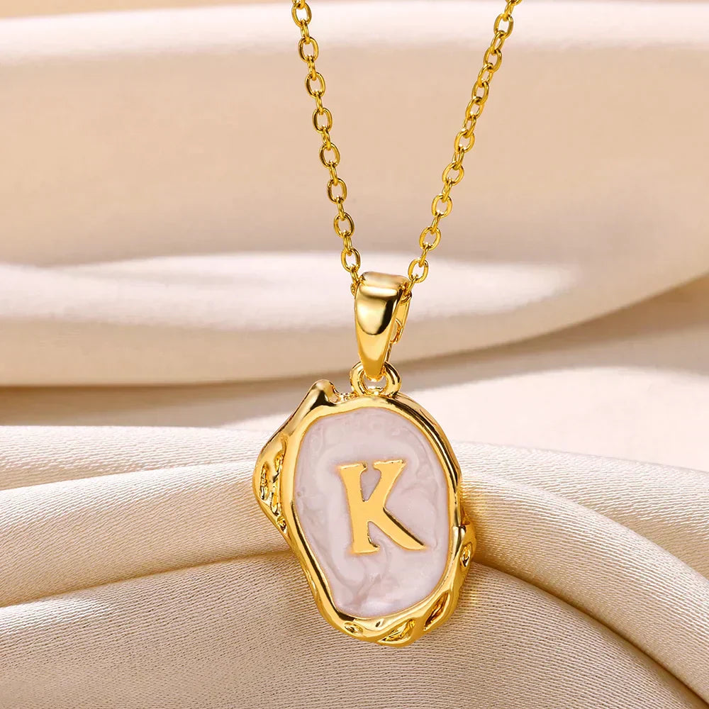 18-carat gold-plated ocean necklace with seabed initials