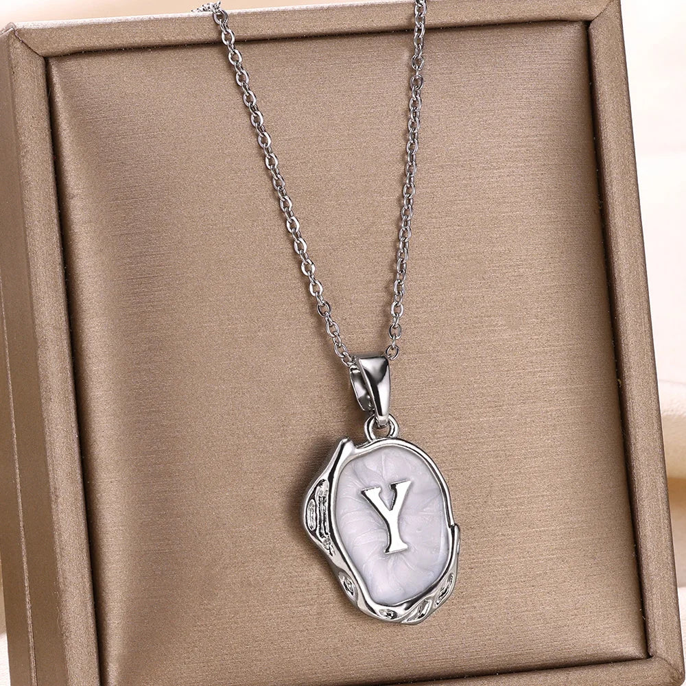 18-carat gold-plated ocean necklace with seabed initials