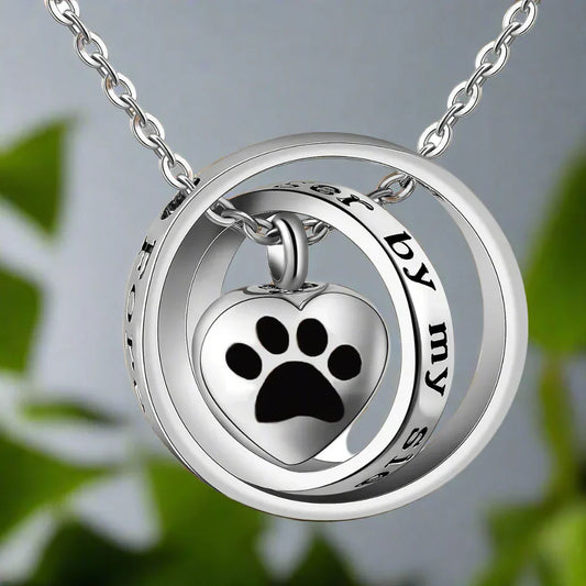 'No Longer by My Side, Always in My Heart' – Stainless Steel Paw Urn Pendant Necklace