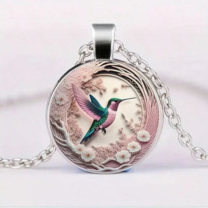 Glass Dome Hummingbird Pendant Necklace