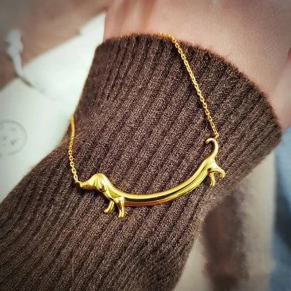 Gold Tone Dachshund Necklace