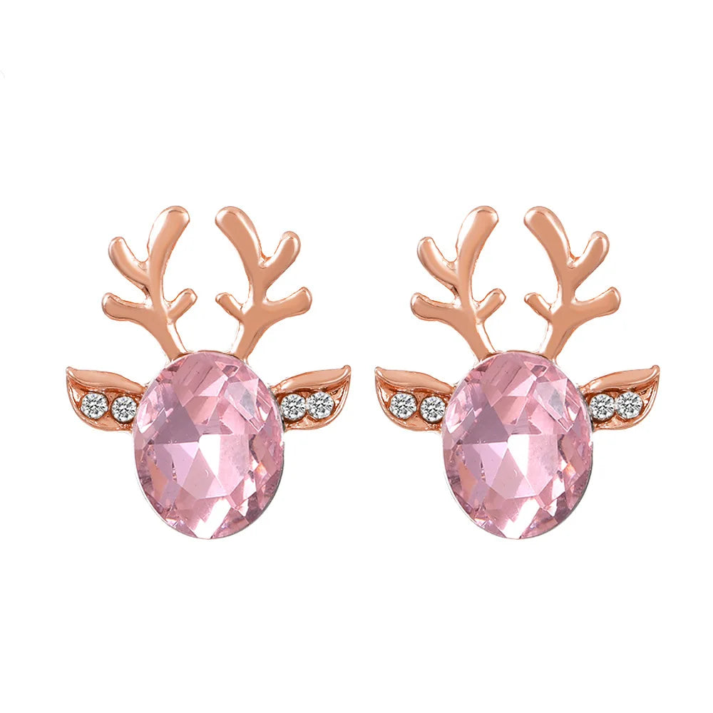 Crystal Reindeer Holiday Earrings