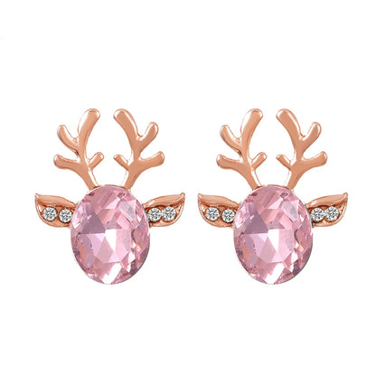 Crystal Reindeer Holiday Earrings