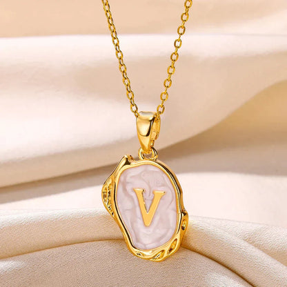 18-carat gold-plated ocean necklace with seabed initials