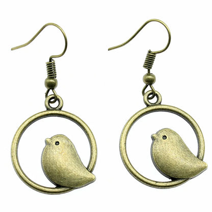 Vintage Bird Charm Tomettes Earrings – Handmade Boho Jewelry