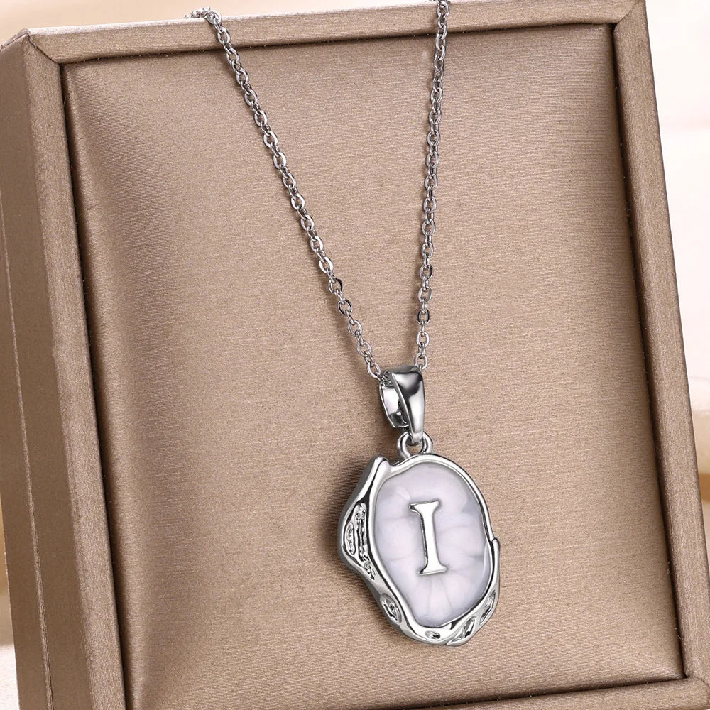 18-carat gold-plated ocean necklace with seabed initials