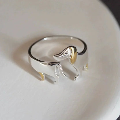 Dachshund 925 Sterling Silver Ring – Adjustable Size