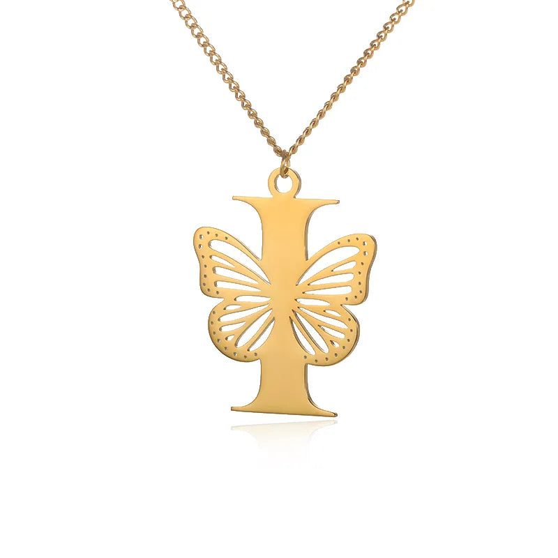 18-carat gold-plated butterfly liberty initials necklace