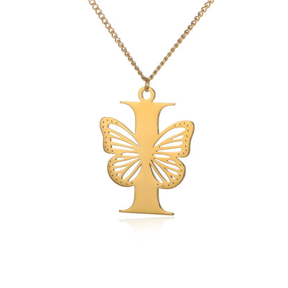 18-carat gold-plated butterfly liberty initials necklace