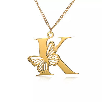 18-carat gold-plated butterfly liberty initials necklace