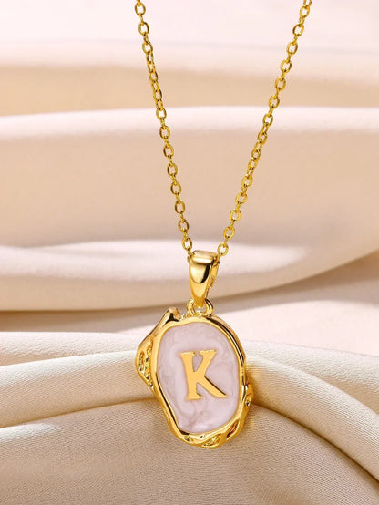 18-carat gold-plated ocean necklace with seabed initials