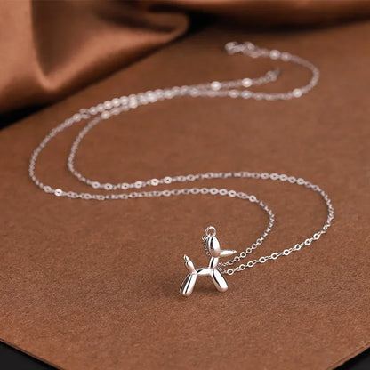 Gold Tone Dog Balloon Pendant Necklace