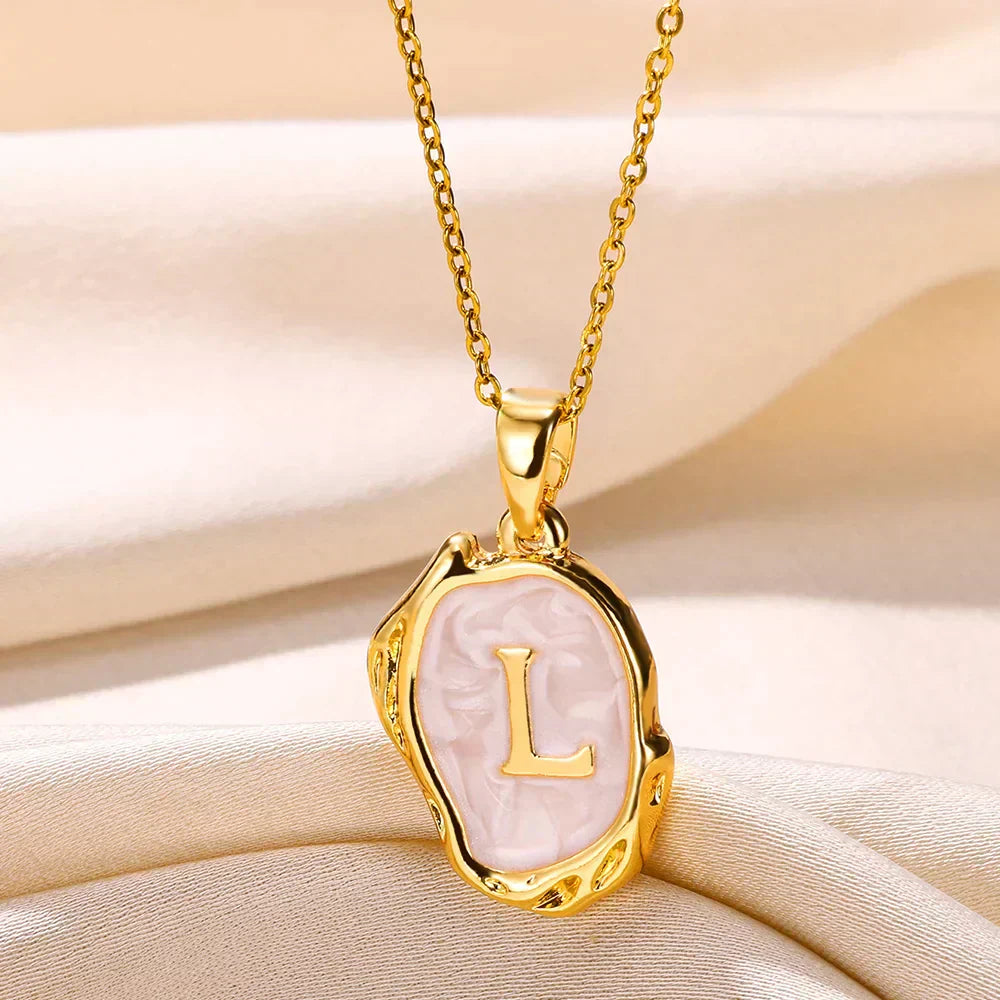 18-carat gold-plated ocean necklace with seabed initials